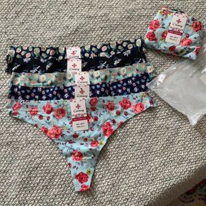 NWT - Size Women's Large - 10-Pack Women's Thong Panties, Floral Prints